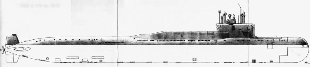 АПКР К279 пр 667Б АПКР К500 пр 667Б Продольный разрез АПКР пр 667Б - фото 13