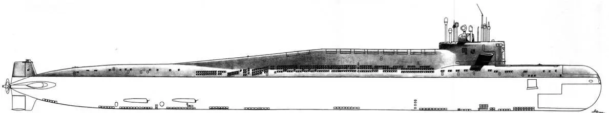 АПКР пр 667БДР Продольный разрез АПКР пр 667БДР 1 основные антенны - фото 22