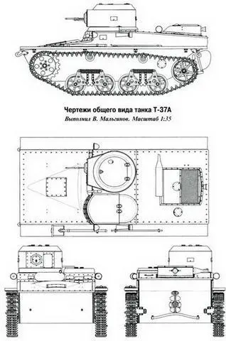 Танк Т37А поздних серий выпуска 19341935 гг Компоновка плавающего танка - фото 109