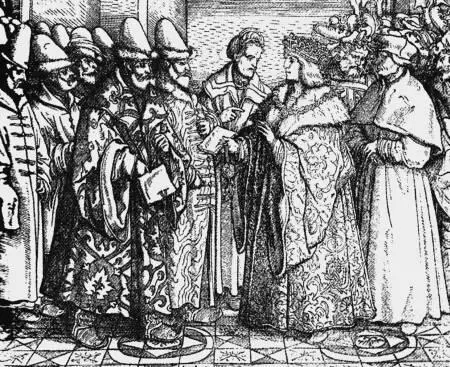 Московские послы у императора Максимилиана Немецкая гравюра XVI в Правда - фото 29