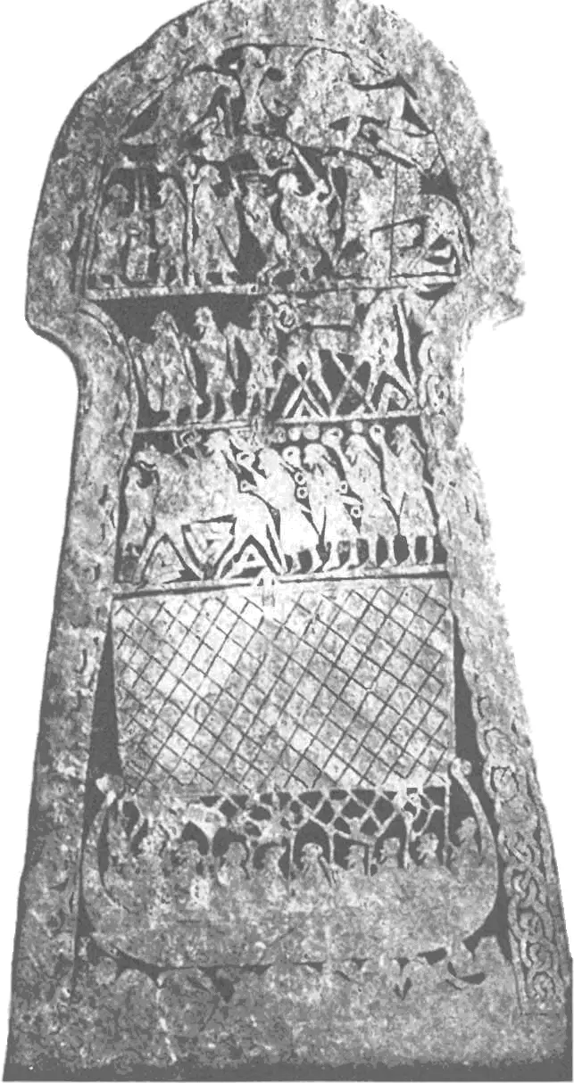 Камень с изображениями из Ларбро Готланд где показана смерть воина и его вход - фото 108