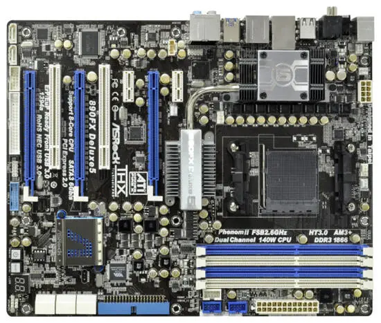 Плата 890FX Deluxe5 построена на базе чипсета AMD 890FX SB850 и оснащена - фото 75