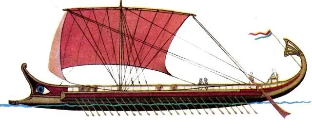 Рис8 УНИРЕМА 300 год до нэ На биремах весла расположены уже в два этажа - фото 8