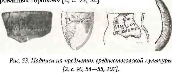 Такие же надписи найдены на антропоморфных стелах в бассейне реки Молочной - фото 57