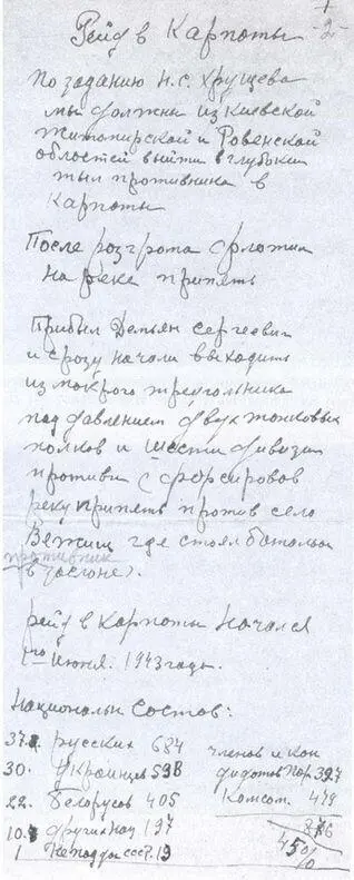 Страничка из личных записей СА Ковпака о Карпатском рейде Сумского - фото 18