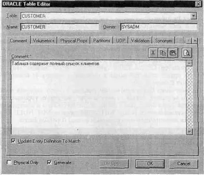 Рис 262 Диалог Table Editor Окно Name служит для задания имени текущей - фото 168