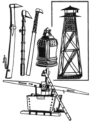 Рис 81 Инструменты для борьбы с пожарами и пожарная вышка С 1600 по 1866 год - фото 81