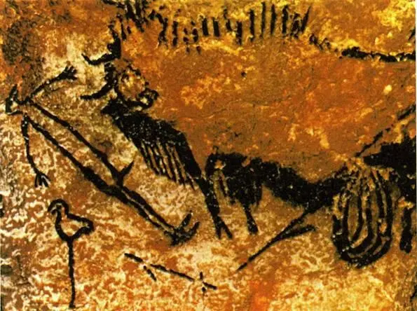 1 Наскальная живопись Раненый бизон и мертвый охотник Пещеры Ласко Франция - фото 4
