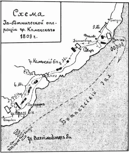 Схема операции графа Каменского 1809 г на берегу Ботнического залива - фото 39