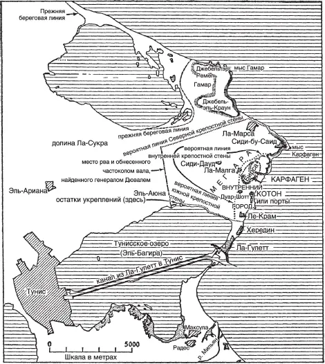 Рис 3 Карта полуострова Карфаген и вероятной линии позднепунических - фото 3