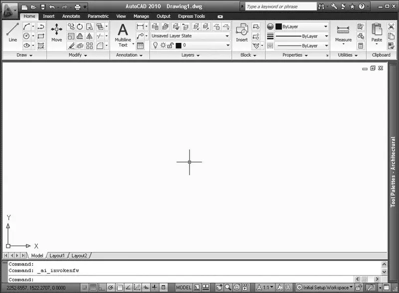 Рис 13Рабочее окно AutoCAD 2010 Интерфейс программы Окно программы AutoCAD - фото 3