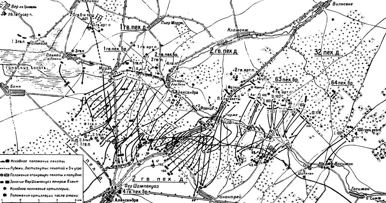Схема 14 Атака гвардейским корпусом и 32й пехотной дивизией 8 сентября 1914 - фото 18