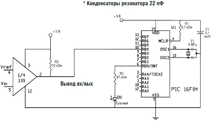 Рис 623 Схема чтения компаратора Считывание данных резистивных датчиков - фото 110