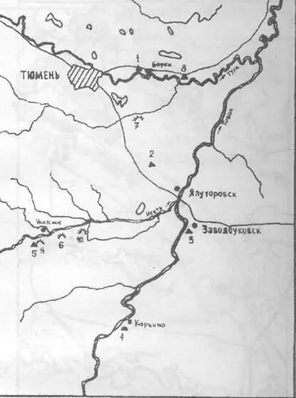 Схема расположения памятников в бассейне Туры и Исети 1 Борки 2 - фото 38