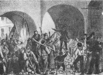 Баррикада возле университета 26 мая 1848 года Пожар в окрестностях Вены - фото 4