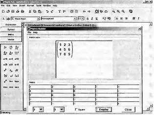 Рис 26 Окно ввода матриц и векторов ассистента Matrix Builder Maple 95 В - фото 104
