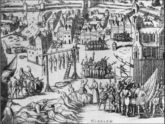 Зверства испанцев после взятия Харлема в 1573 г Гравюра 1583 г В Галле - фото 33