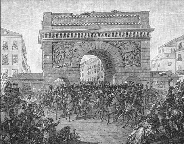 Въезд монарховсоюзников в Париж 31 марта 1814 г Гравюра работы Югеля по - фото 118