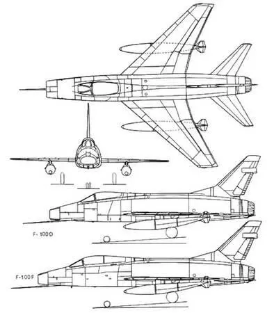 Рис 220 Проекции самолета СуперСейбр модификации D и F - фото 159