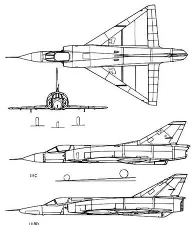 Рис 277 Проекции многоцелевого истребителя Мираж III Вооружение Самолет - фото 227