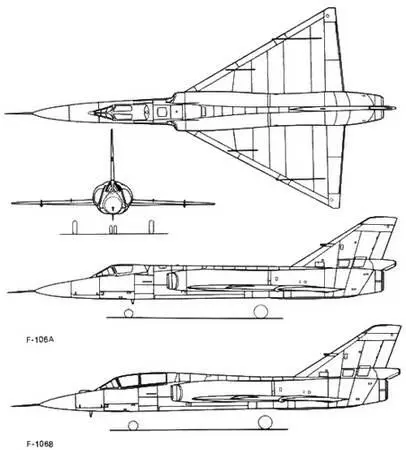Рис 280 Проекции истребителяперехватчика ДельтаДарт F106 Для F106A - фото 230