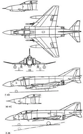 Рис 287 Проекции многоцелевого истребителя Фантом II F4 Двигательная - фото 238