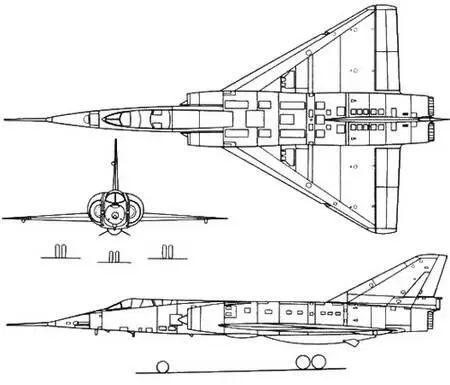 Рис 295 Проекции стратегического бомбардировщика Мираж IVА Обтекаемой - фото 248