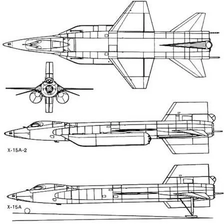 Рис 2102 Проекции экспериментальных самолетов с ракетным двигателем Х15А и - фото 255