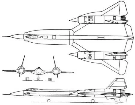 Рис 2112 Проекции самолета YF12A Летнотехнические данные SR71A Размах - фото 266