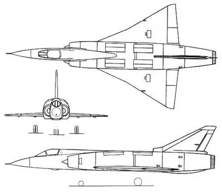 Рис 2132 Проекции одноместного истребителябомбардировщика ВВП Мираж V - фото 286