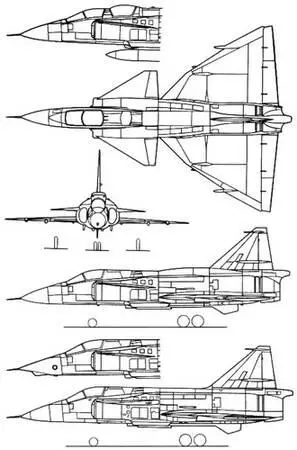 Рис 2140 Проекции одноместного многоцелевого истребителя Вигген 37 - фото 294