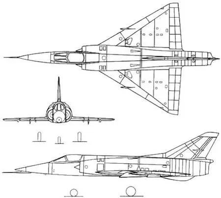 Рис 2143 Проекции одноместного истребителябомбардировщика Мираж 5 - фото 297