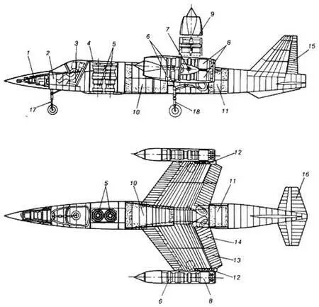 Рис 156 Компоновочная схема самолета VJ101C 1телеметрическое - фото 76