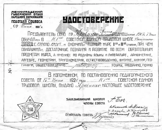 Свидетельство об окончании 168 трудовой школы МЛ Кравченко Мы проходили - фото 94