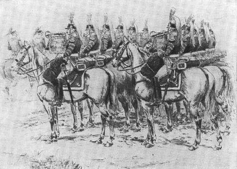 Трубачи французских кирасир в 1812 г Французские гусары в перестрелке - фото 35
