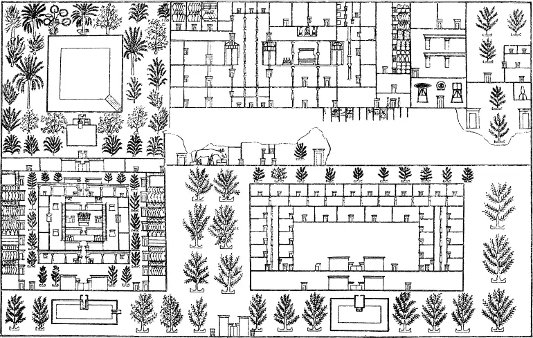 Постройки примыкающие к храму солнечного диска из гробницы Мерира в - фото 185
