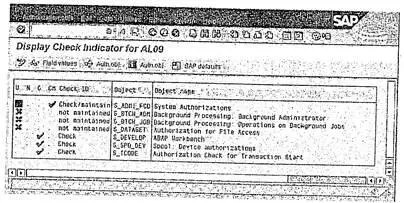 Рис 810 Объекты полномочий и индикаторы проверки для транзакции AL09 - фото 101