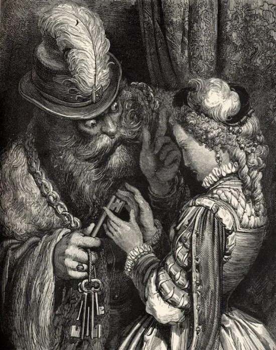 Иллюстрация к сказке Ш Перро Синяя борода Г Доре Гравюра 1862 г - фото 44