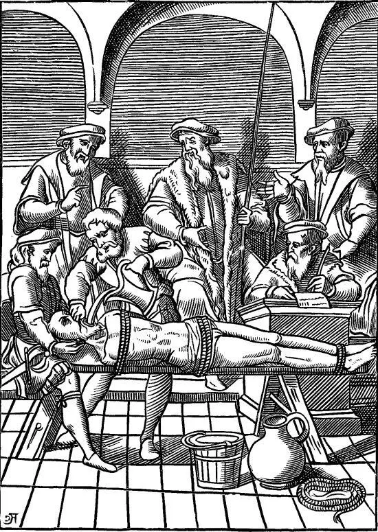 Пытка водой Книжная иллюстрация Антверпен 1556 г Процессия с - фото 27