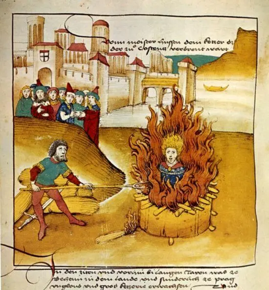 Сожжение Яна Гуса Миниатюра из хроники Шпицера 1485 г Джордано Бруно - фото 34