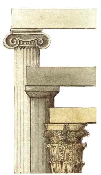 Греческие архитектурные стили слева направо ионический дорический - фото 66