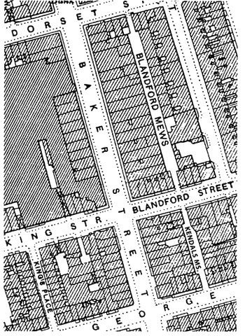 Бейкерстрит в районе пересечения с Бландфордстрит Фрагмент карты Лондона - фото 4