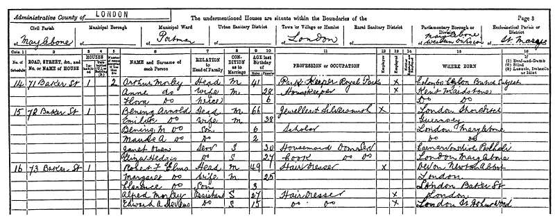 Фрагмент переписи 1881 года для дома 72 с Бенингом Арнольдом В переписных - фото 7