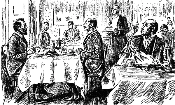 Рисунок из журнала Punch 1892 Ресторан Холборн где Ватсон со - фото 152