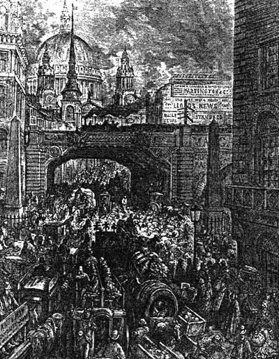 Уличное движение у ХолборнВиадук Гюстав Доре из книги Паломничество 1877 - фото 179