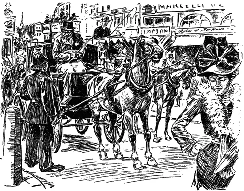 Полицейский констебль и кэбмен Рисунок из журнала Punch 1900 Английские - фото 190