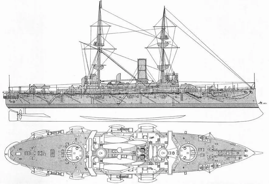 Ринаун Внешний вид корабля на моментвступления в строй 1897 г - фото 35