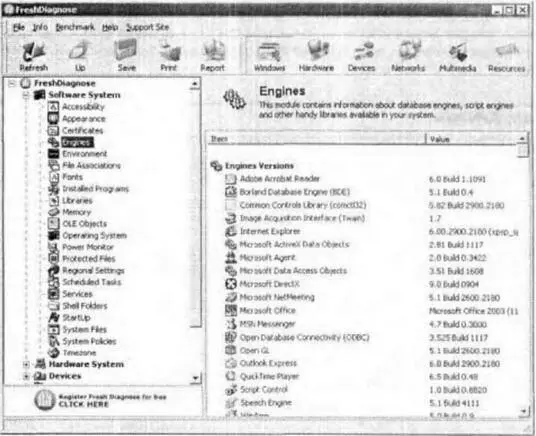 Рис 12Утилита FreshDiagnose Разделы Software System Программная система и - фото 2