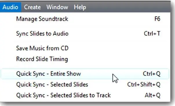 Быстрая синхронизация презентации со звуком Опция Quick SyncEntire - фото 196