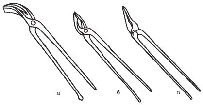 Рис 10 Кровельные клещи а полукруглые б кривые в прямые При наклейке - фото 12